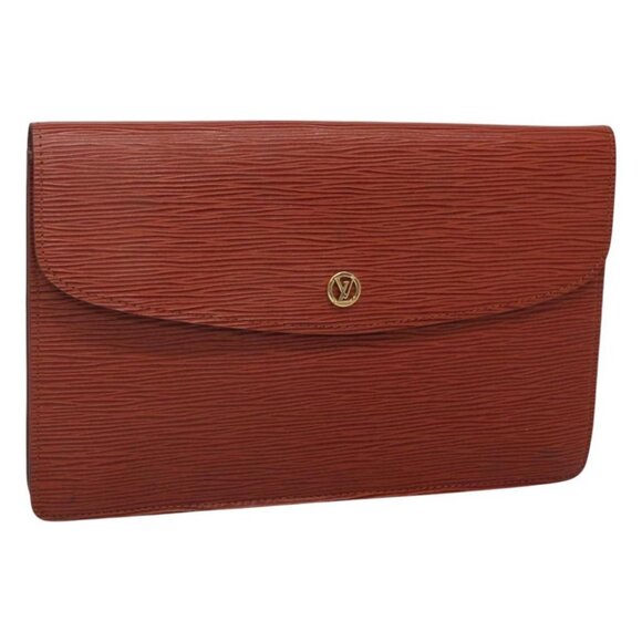 LOUIS VUITTON Epi Montaigne 27 Clutch Bag Brown LV - Picture 1 of 16